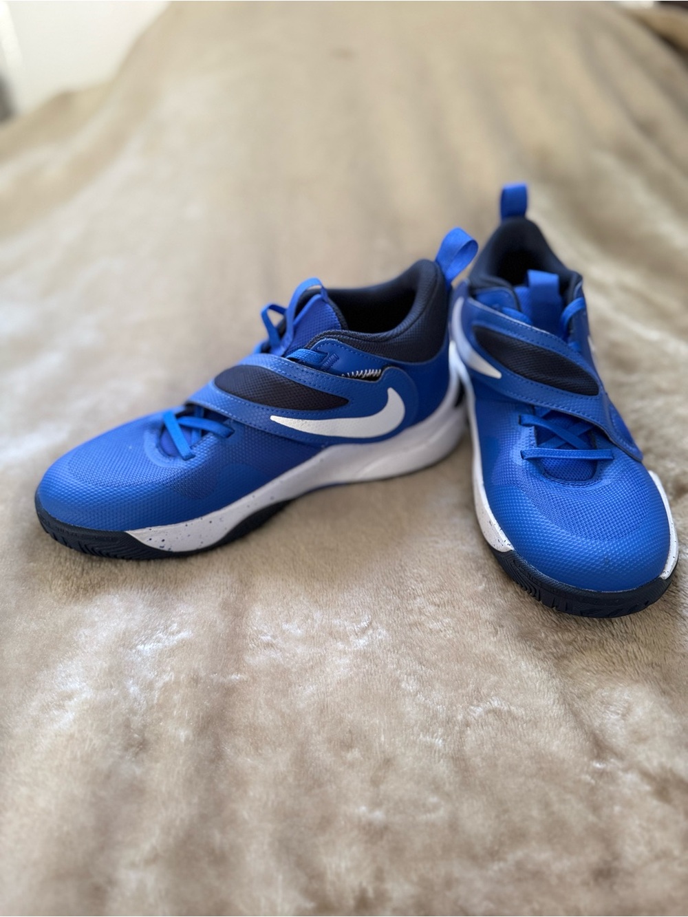 Nike Kids Royal Blue and White Strap Sneakers - Picture 3 of 7